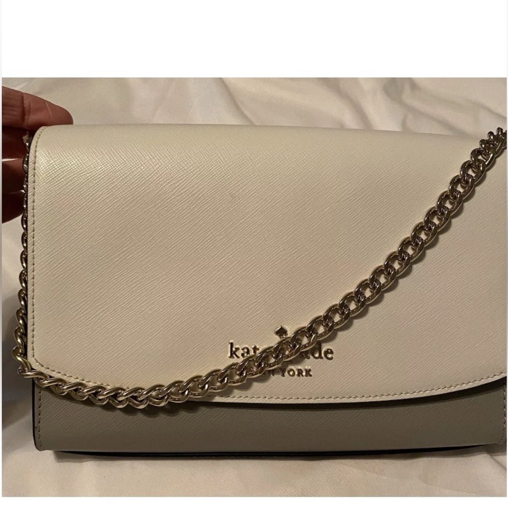 Kate Spade White and Gray Chain Shoulder Bag
